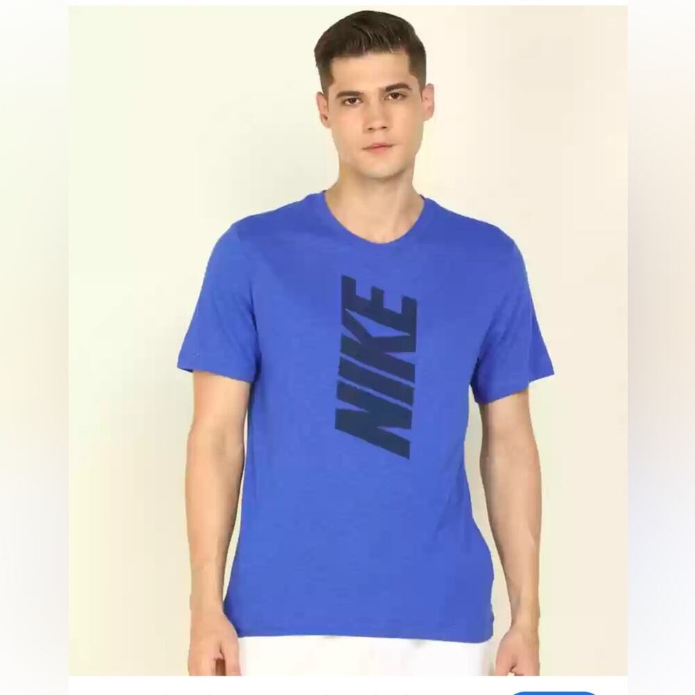 Nike Crew Neck Graphic Tee Shirt Blue Size Medium